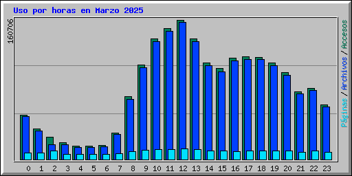 Uso por horas en Marzo 2025